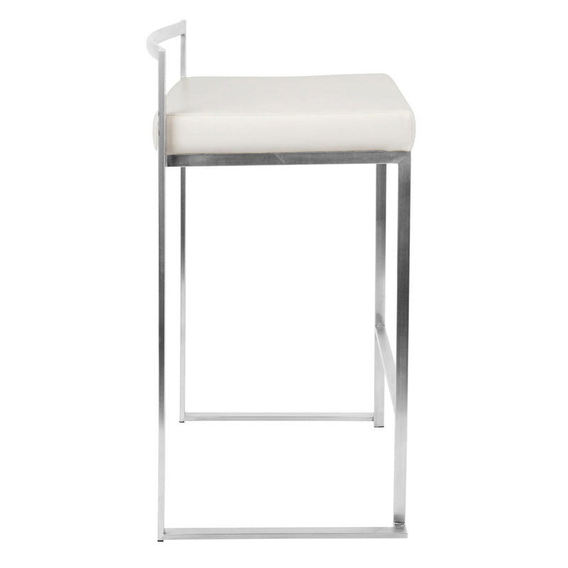 Lumi Source Fuji stackable counter stool set with elegant contemporary design and sleek wooden seats and metal legs.