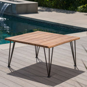 Outdoor Coffee Table With Slat Top And Metal Legs - Teak - R&R Furniture Gallery (Fountain Valley, CA)