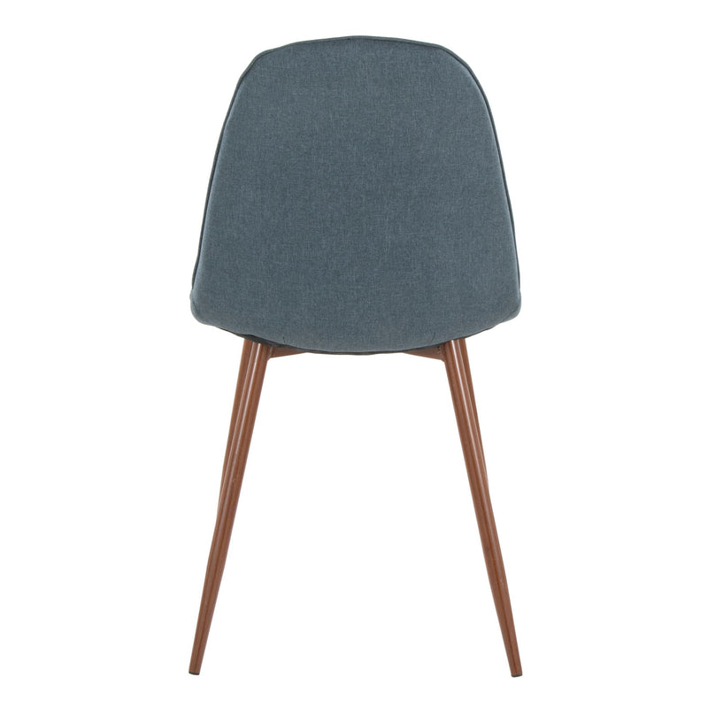 Lumi Source Pebble mid-century modern dining chair set, two stylish chairs with curved wooden legs and plush upholstered seats.