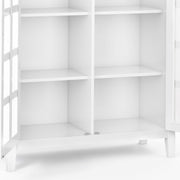 Handcrafted Acadian medium storage cabinet by Simpli-Home, showcasing wooden accent cabinet with doors and storage space.