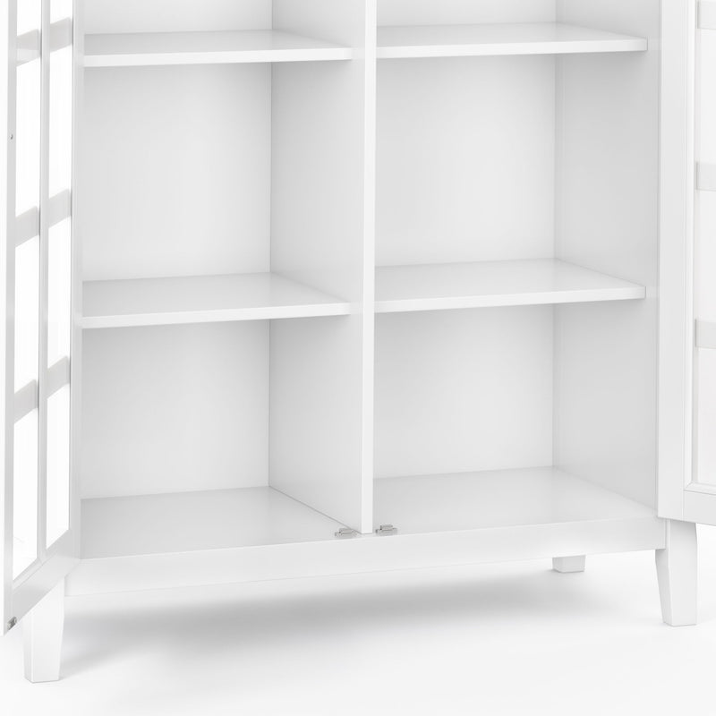 Handcrafted Acadian medium storage cabinet by Simpli-Home, showcasing wooden accent cabinet with doors and storage space.