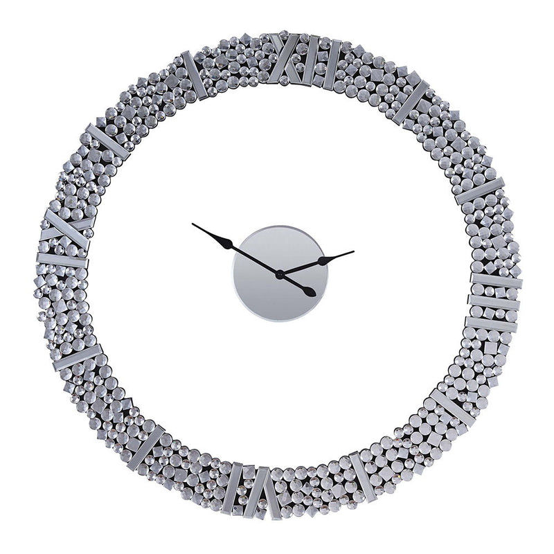 Kachina - 39" Wall Clock - Mirrored & Faux Gems - R&R Furniture Gallery (Fountain Valley, CA)