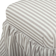 Gertrude striped linen upholstered ottoman by TOV Furniture, showing a stylish, cushioned seating and decorative striped fabric.