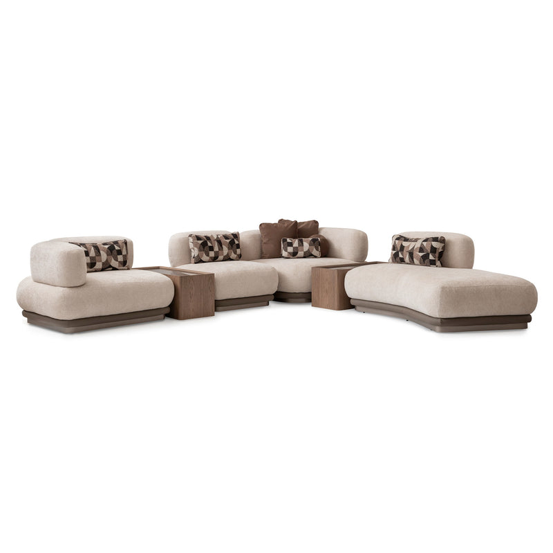 Bristol Point - 5-Piece Modular Sectional - Fawn / Saddle Brown - R&R Furniture Gallery (Fountain Valley, CA)