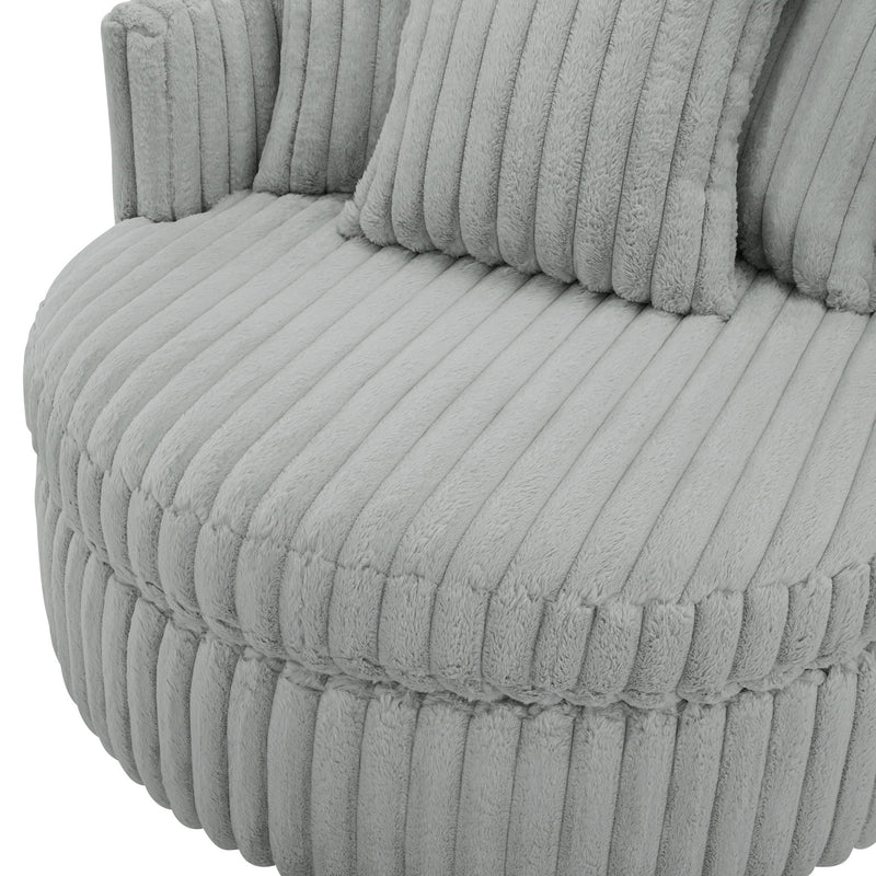 Mindy - Oversized Swivel Barrel Chair - Gray - R&R Furniture Gallery (Fountain Valley, CA)