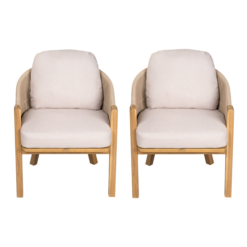 Grotta - Outdoor Dining Arm Chair (Set of 2) - Teak / Beige - R&R Furniture Gallery (Fountain Valley, CA)