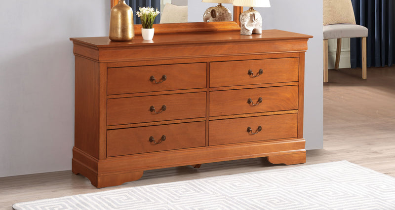 Elegant traditional storage dresser by Glory Furniture with multiple drawers and classic design, suitable for bedroom storage.