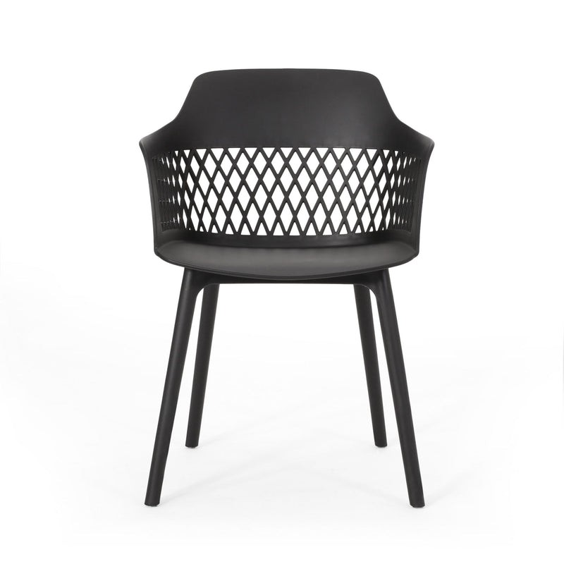 Set of two Noble House Azalea chairs with wooden legs and upholstered seats, showcasing a stylish and comfortable seating design.