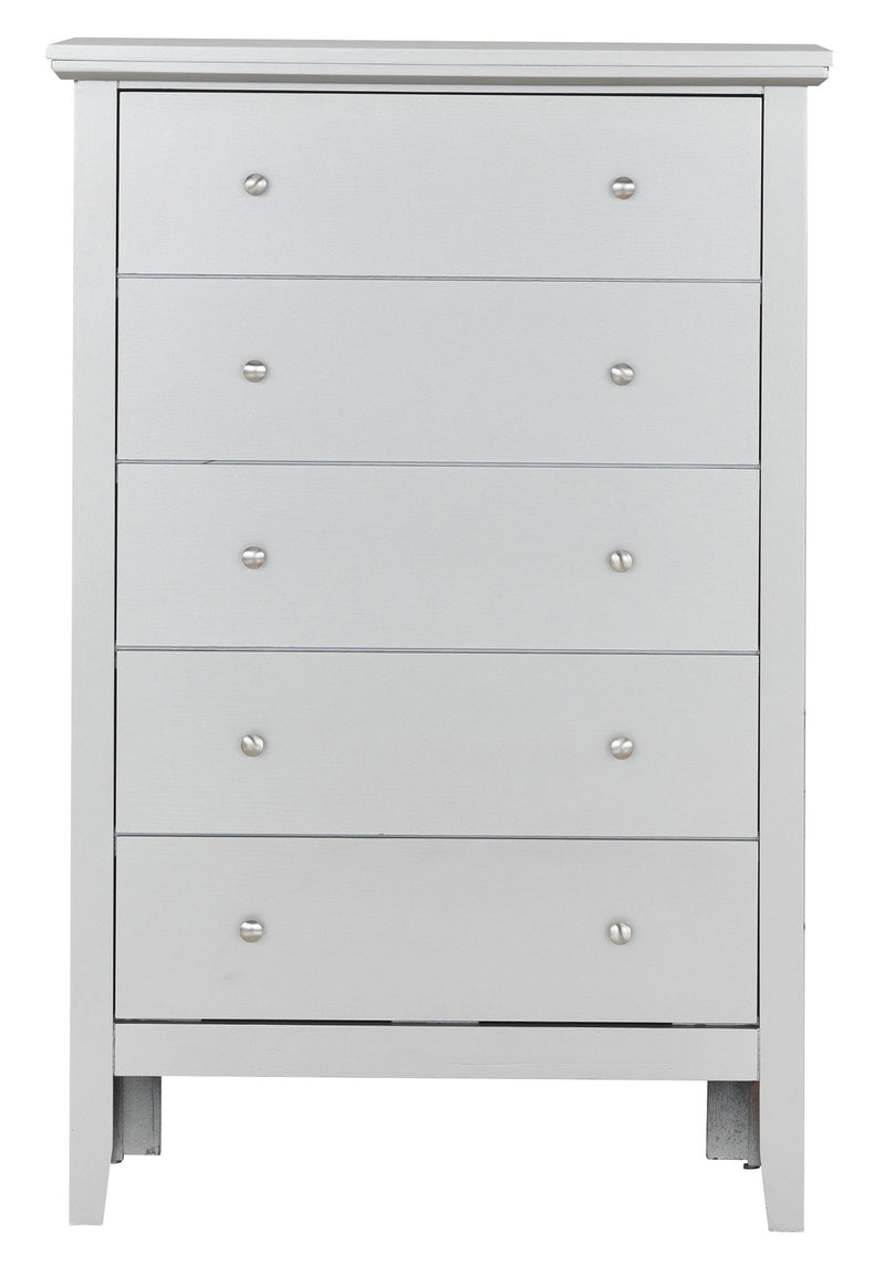 Glory Furniture Primo accent chest with a sleek wooden finish and modern design, featuring a compact storage cabinet with two doors.