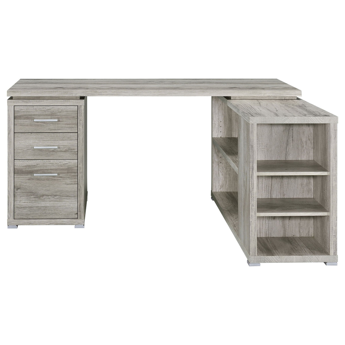 Tona - L-Shape Computer Desk With 3 Drawers And 5 Shelves