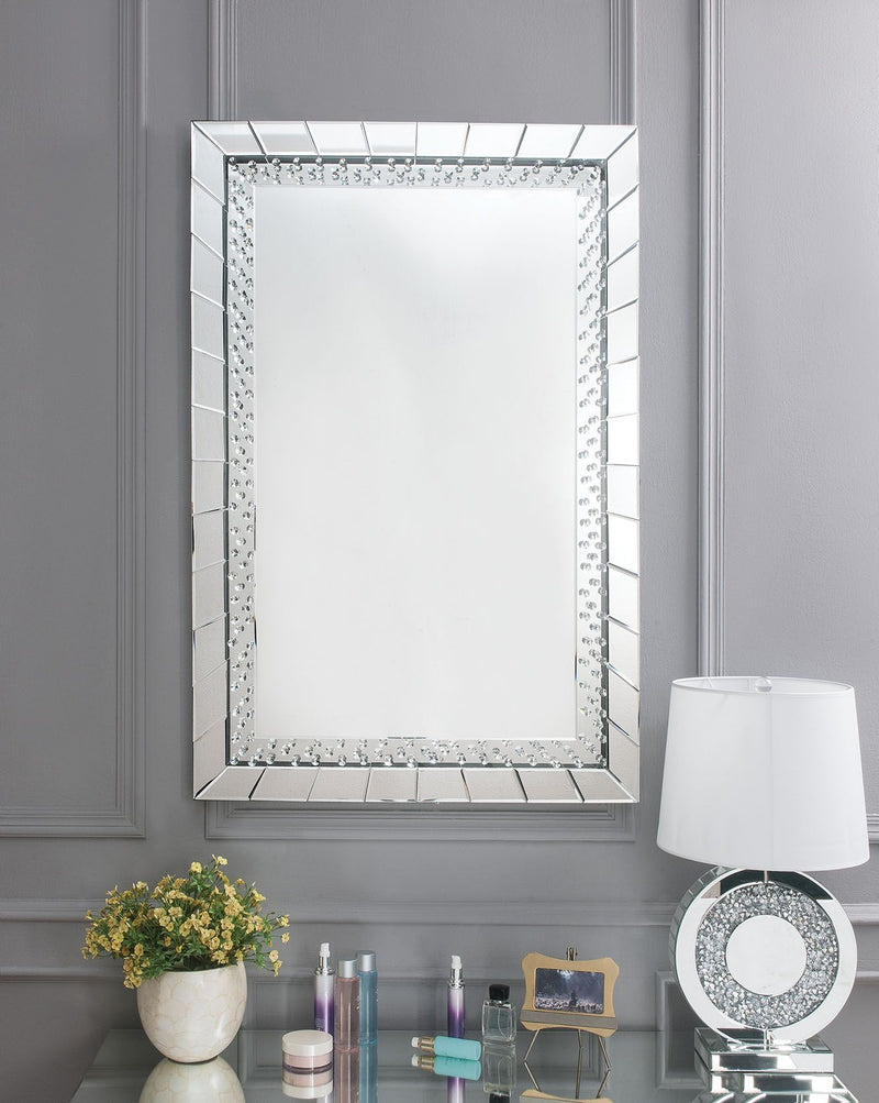 Nysa - 47" Accent Mirror - Mirrored & Faux Crystals - R&R Furniture Gallery (Fountain Valley, CA)