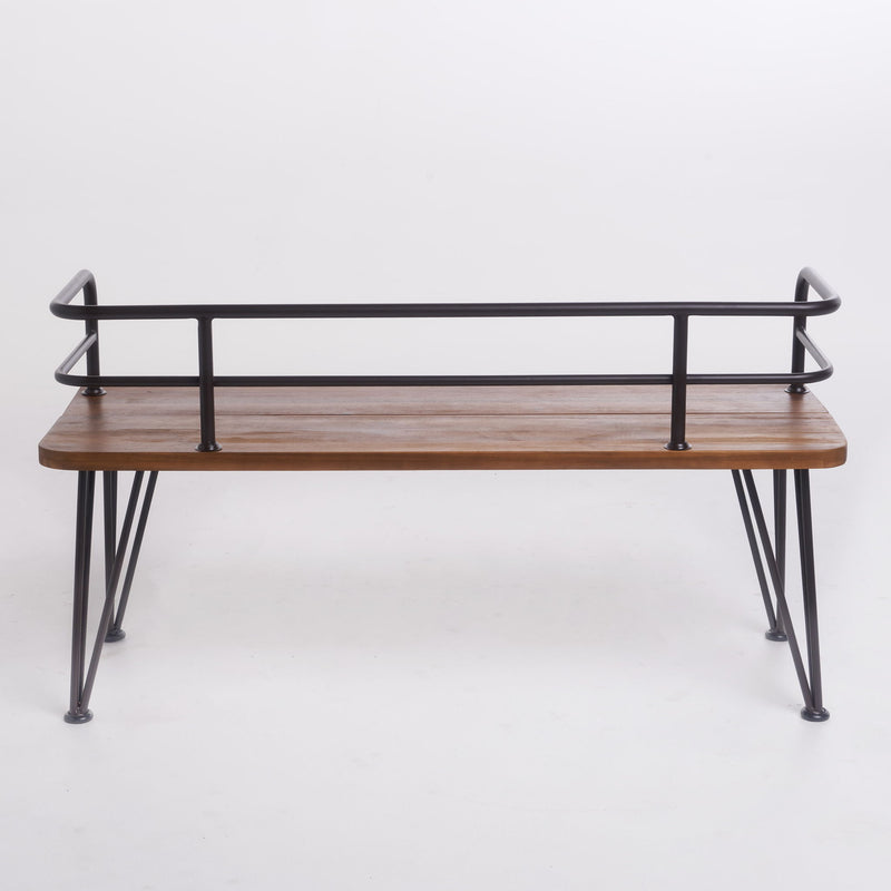 Outdoor Bench With Powder Coated Iron Frame - Teak - R&R Furniture Gallery (Fountain Valley, CA)