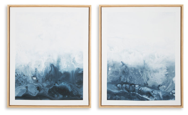 Holport - Wall Art Set (Set of 2) - Blue / White - R&R Furniture Gallery (Fountain Valley, CA)