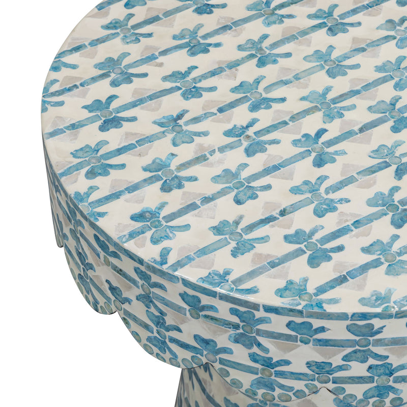 Lady - Capiz Shell Round Side Table - Blue Ribbon - R&R Furniture Gallery (Fountain Valley, CA)