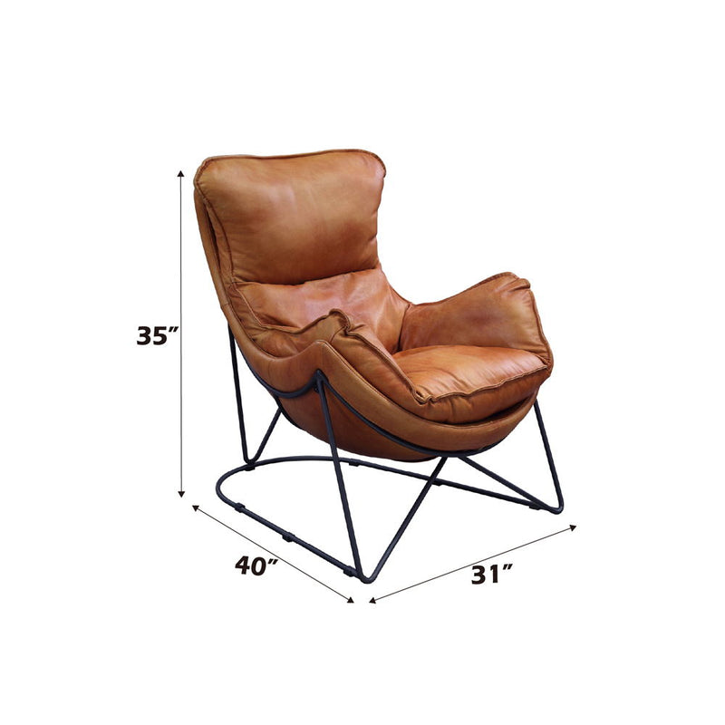 Thurshan - Accent Chair - Aperol Top Grain Leather & Black - R&R Furniture Gallery (Fountain Valley, CA)