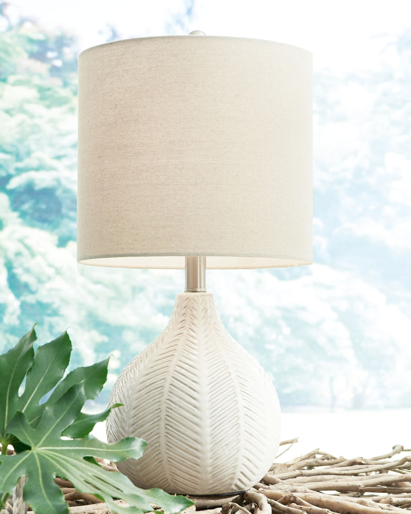 Rainermen - Ceramic Table Lamp  - Off White - R&R Furniture Gallery (Fountain Valley, CA)