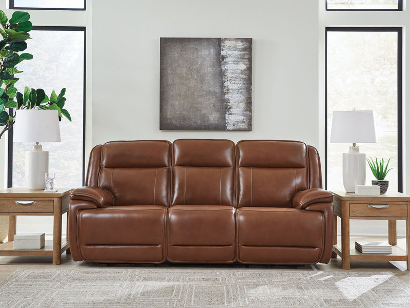 Healy Pier - Power Reclining Sofa / Adj Headrest - Chocolate - R&R Furniture Gallery (Fountain Valley, CA)