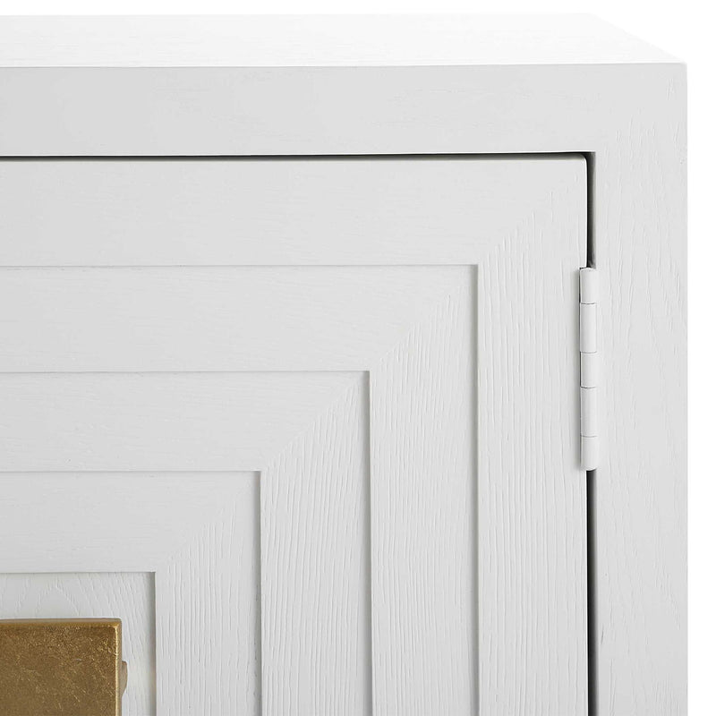 Uttermost Aiken accent cabinet with sleek wood finish, featuring modern design and storage drawers for stylish home organization.