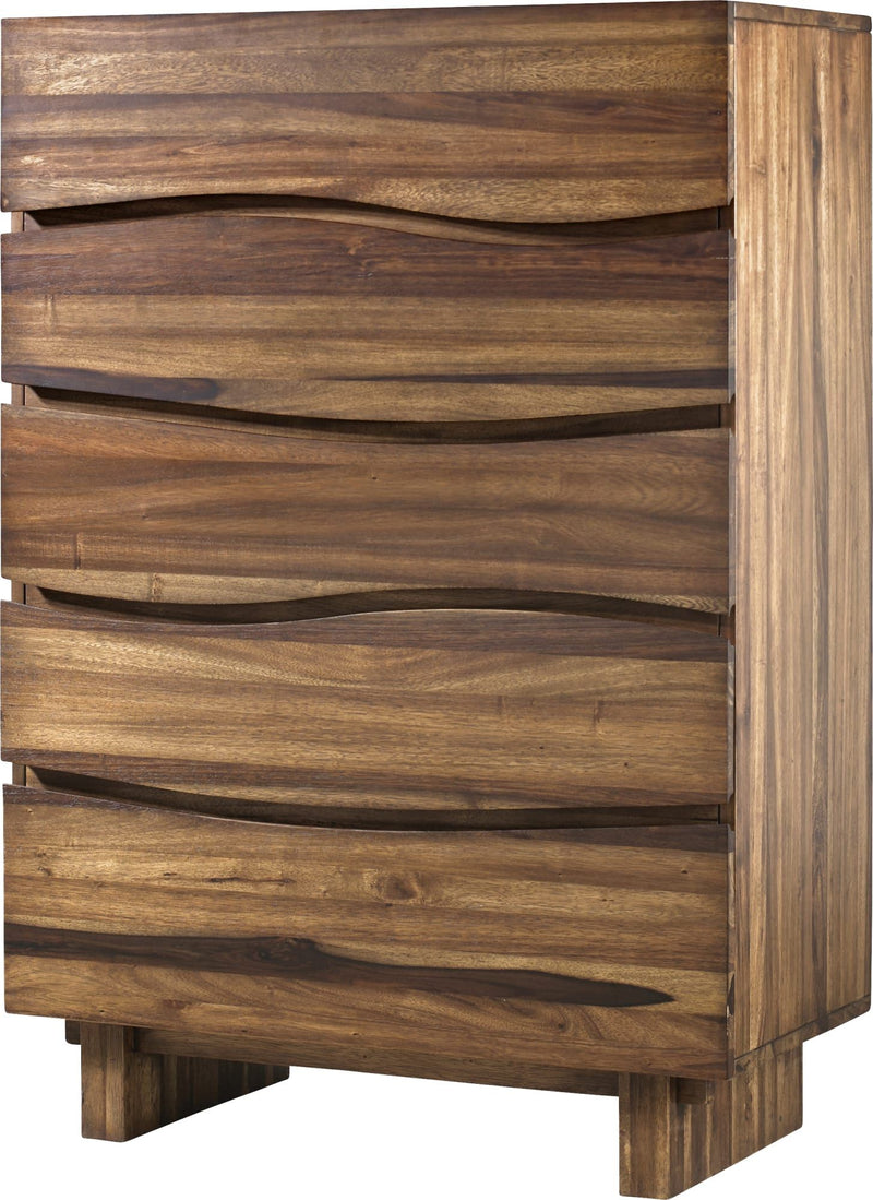 Ocean Five Drawer Solid Wood Chest in Natural Sengon (2024)