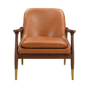 Mid - Century Accent Chair With Cushioned Seat, Brass Tipped Legs - R&R Furniture Gallery (Fountain Valley, CA)