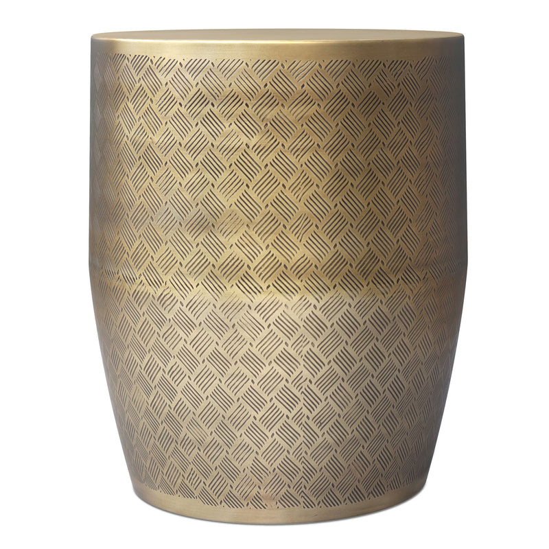Johnsen - Cross Hatch Pattern Accent Table - Antique Gold - R&R Furniture Gallery (Fountain Valley, CA)