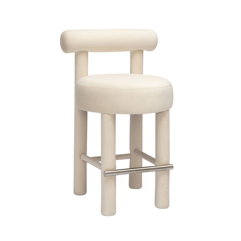 Carmel - Velvet Counter Stool - Cream - R&R Furniture Gallery (Fountain Valley, CA)