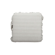Gertrude striped linen upholstered ottoman by TOV Furniture with a plush cushion and wooden legs in a modern design.