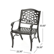 Luminea - Outdoor Aluminum Dining Chair With Scroll Design, Lattice Pattern And Cabriole Legs - Bronze - R&R Furniture Gallery (Fountain Valley, CA)