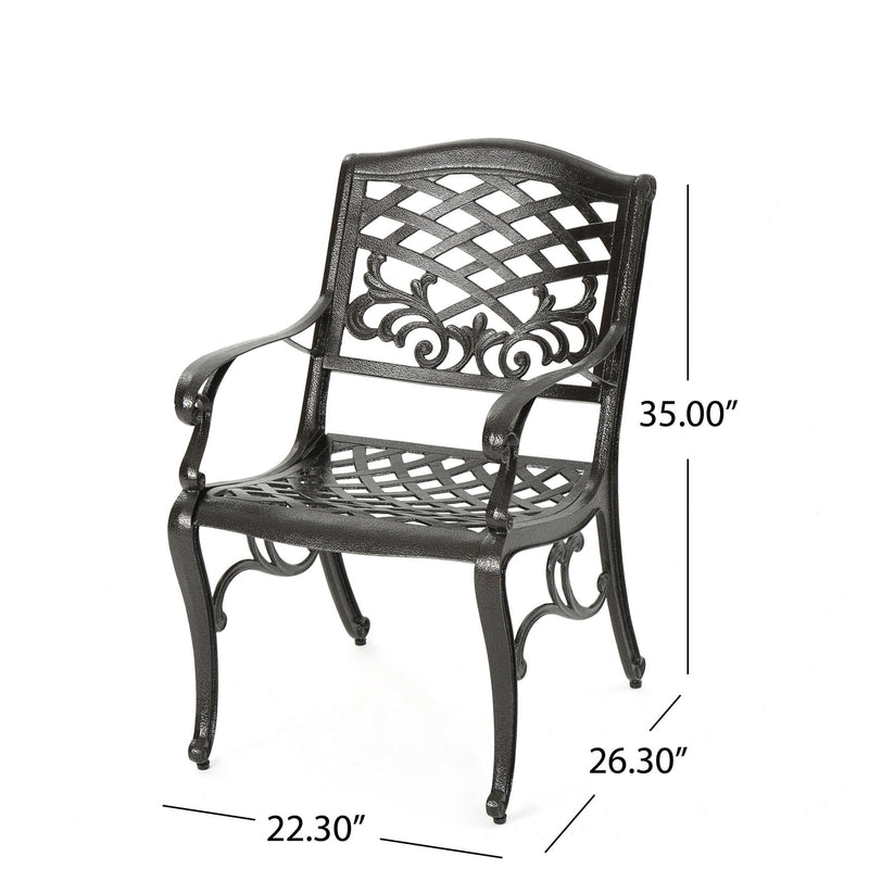 Luminea - Outdoor Aluminum Dining Chair With Scroll Design, Lattice Pattern And Cabriole Legs - Bronze - R&R Furniture Gallery (Fountain Valley, CA)