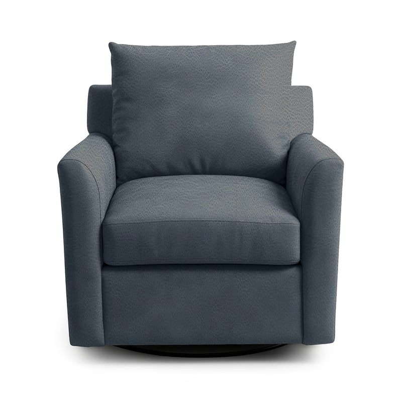 Classic Home Olivia swivel chair with a plush upholstered seat, wooden base, and modern design, perfect for home or office use.