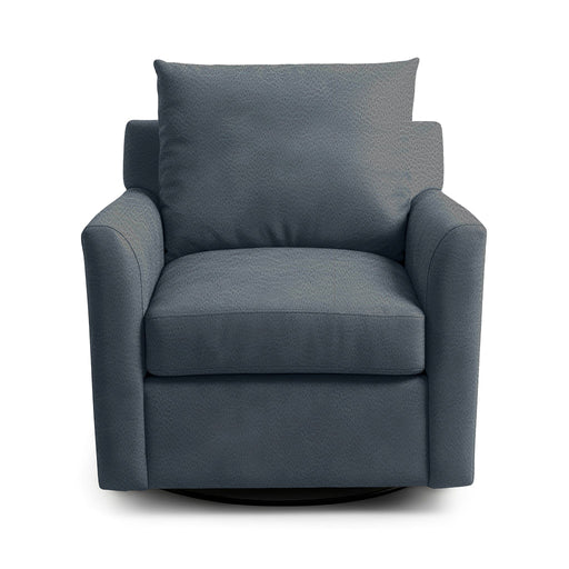 Classic Home Olivia swivel chair with a plush upholstered seat, wooden base, and modern design, perfect for home or office use.