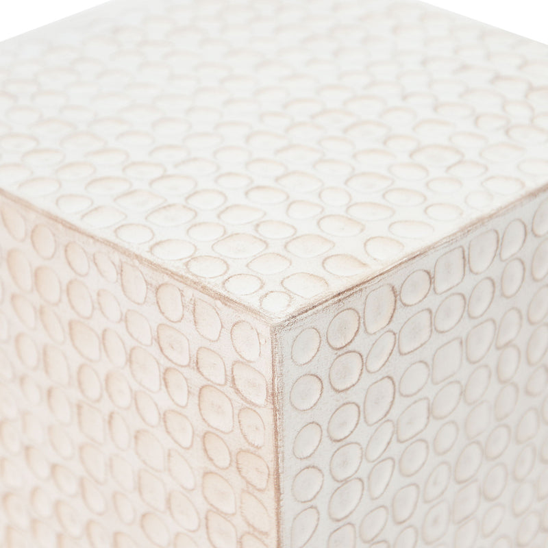 Chic Modern Mgo Cube Side Table With Fluted Design - Antique Brown - R&R Furniture Gallery (Fountain Valley, CA)