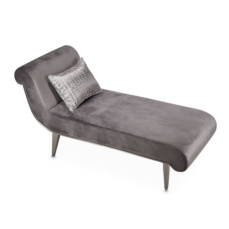 Roxbury Park - Velvet Chaise - Gray Pearl / Stainless Steel - R&R Furniture Gallery (Fountain Valley, CA)