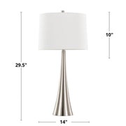 Lumi Source Diana contemporary table lamp set with two modern ceramic lamps featuring sleek white shades and chrome bases.