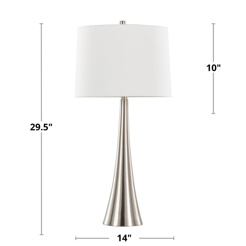 Lumi Source Diana contemporary table lamp set with two modern ceramic lamps featuring sleek white shades and chrome bases.