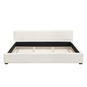 Elegant upholstered bed with wide edge frame and soft fabric, featuring a modern design by Noble House.