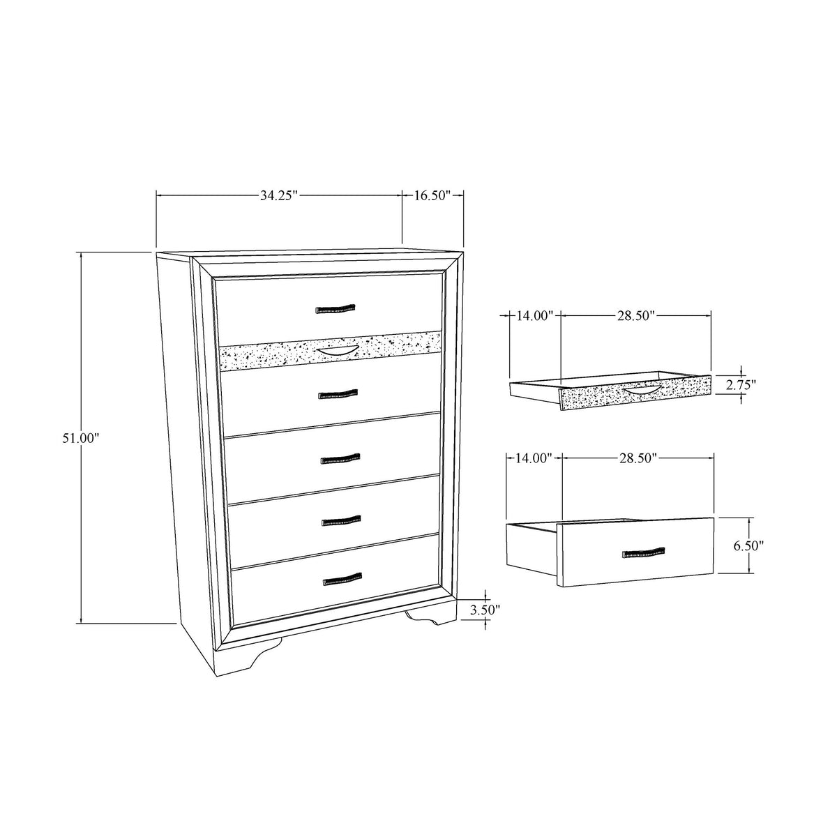Ryder - 5 Piece Bedroom Set With Drawer Footboard