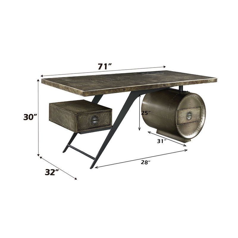 Brancaster - Executive Writing Desk With USB - Bronze Aluminum - R&R Furniture Gallery (Fountain Valley, CA)