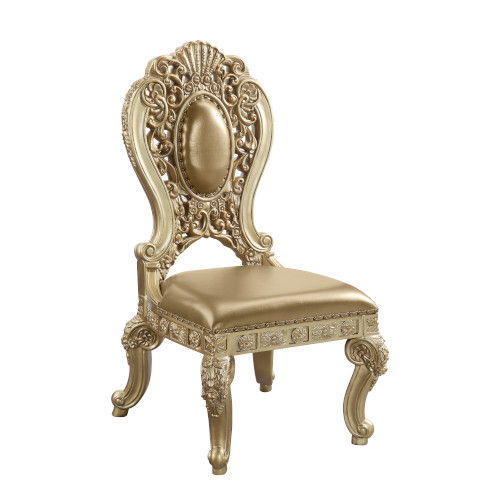 Seville - Side Chair (Set of 2) - Synthetic Leather & Gold - R&R Furniture Gallery (Fountain Valley, CA)