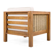 Outdoor Club Chair With Rope Arm And Cushions - Beige / Teak - R&R Furniture Gallery (Fountain Valley, CA)