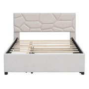 Upholstered Platform Bed With Brick Pattern Headboard And Twin Long Size Trundle - R&R Furniture Gallery (Fountain Valley, CA)