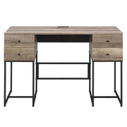 Desirre - Writing Desk With USB - Rustic Oak & Black - R&R Furniture Gallery (Fountain Valley, CA)