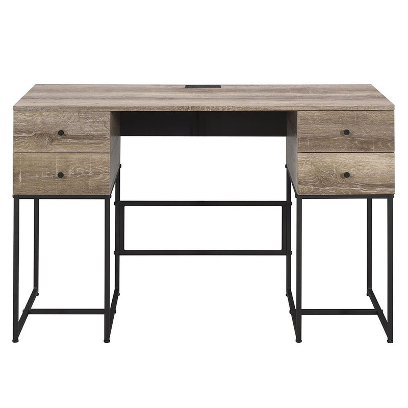 Desirre - Writing Desk With USB - Rustic Oak & Black - R&R Furniture Gallery (Fountain Valley, CA)