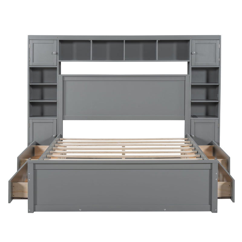 DreamHaus cabinet bed with integrated shelf, all-in-one cabinet, and built-in sockets, showcasing a modern multifunctional furniture piece.