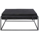 Modern Uttermost Telone console table with sleek metal frame and wooden top, showcasing contemporary design and clean lines.