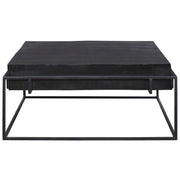 Modern Uttermost Telone console table with sleek metal frame and wooden top, showcasing contemporary design and clean lines.