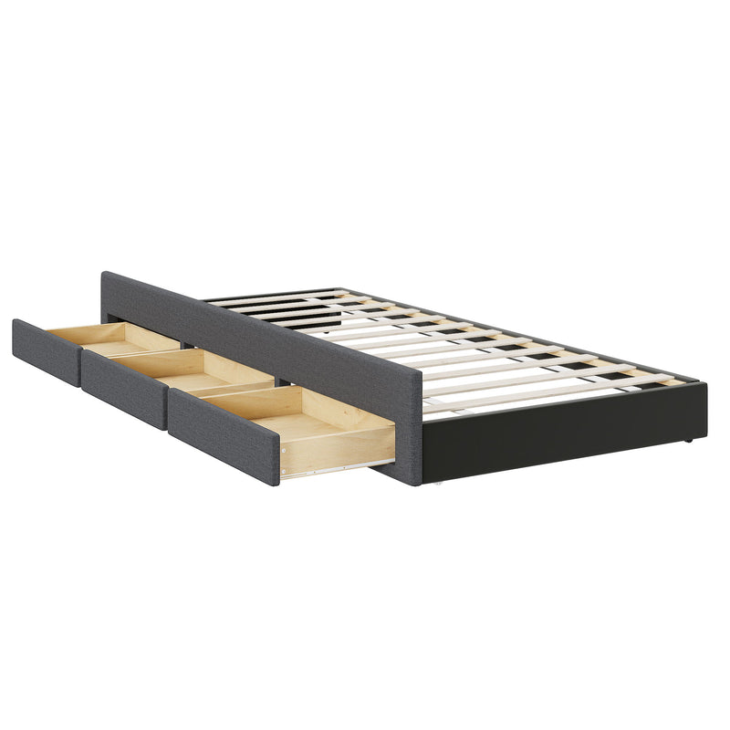 Upholstered Platform Bed With Twin Size Trundle And 3 Drawers - R&R Furniture Gallery (Fountain Valley, CA)