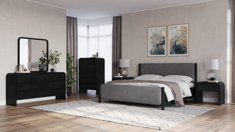 Elora Beveled Glass Mirror in Jet Black Ash