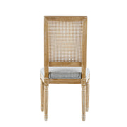 French Country Dining Chair With Rectangular Cane Backrest And Smooth Upholstered Seating - R&R Furniture Gallery (Fountain Valley, CA)