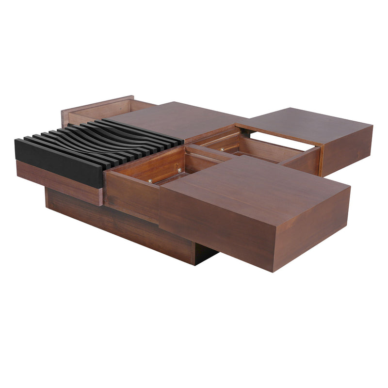 Italian Retro Inspired Acacia Wood Storage Coffee Table - Brown / Black - R&R Furniture Gallery (Fountain Valley, CA)